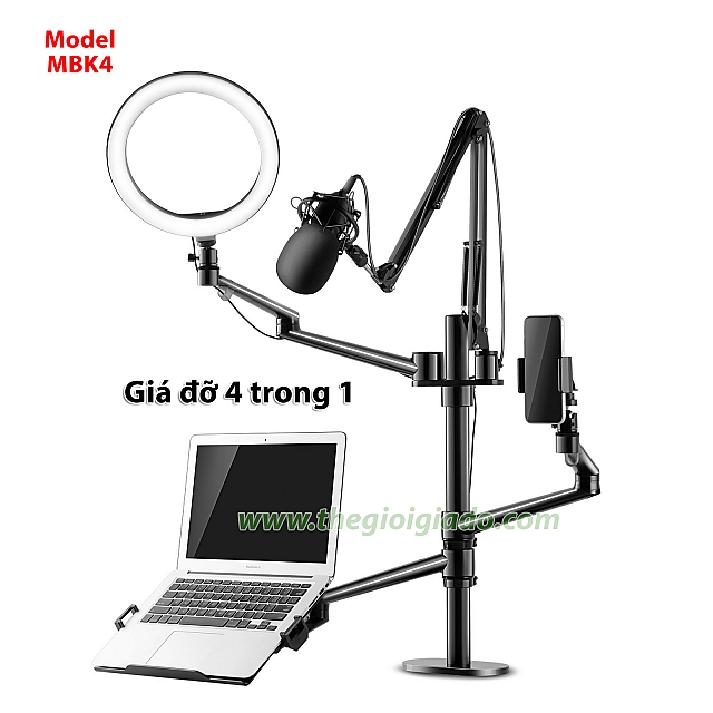 Giá đỡ đèn livestream kiêm giá đỡ laptop và điện thoại Multi MBK4