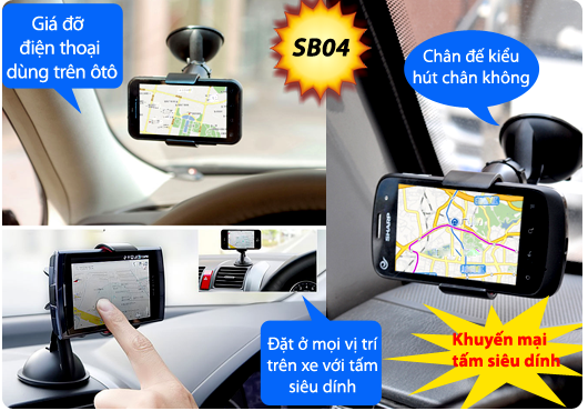 GIÁ ĐỠ SMARTPHONE DÙNG TRÊN XE ÔTÔ - MODEL: SB04