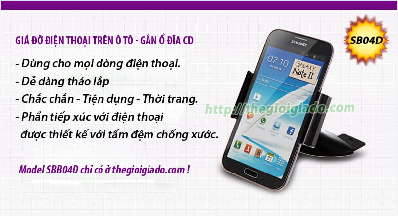 GIÁ ĐỠ SMARTPHONE DÙNG TRÊN XE ÔTÔ,Giá đỡ điện thoại dùng trên oto - MODEL: SB04D