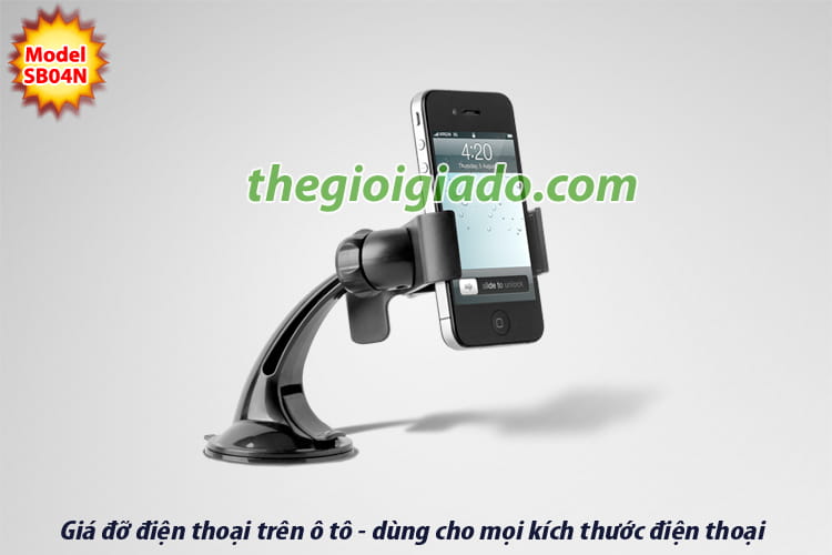 giá đỡ điện thoại dùng trên ô tô, giá đỡ điện thoại hút chân không trên ô tô, giá đỡ điện thoại trên xe hơi,Giá đỡ điện thoại dùng trên oto,GIÁ ĐỠ SMARTPHONE DÙNG TRÊN XE ÔTÔ, - MODEL: SB04N