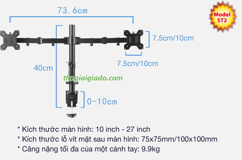 Gi&aacute; đỡ 2 m&agrave;n h&igrave;nh LCD tr&ecirc;n b&agrave;n l&agrave;m việc,gi&aacute; đỡ m&agrave;n h&igrave;nh lcd kiểu kẹp