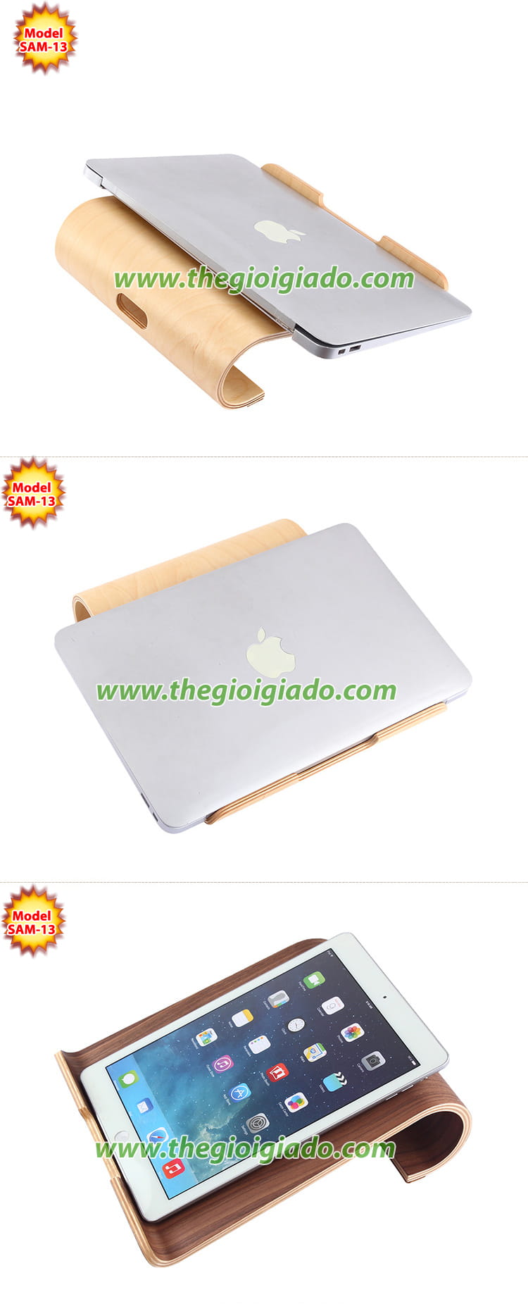 Giá đỡ MacBook để bàn chất liệu gỗ SAM-13