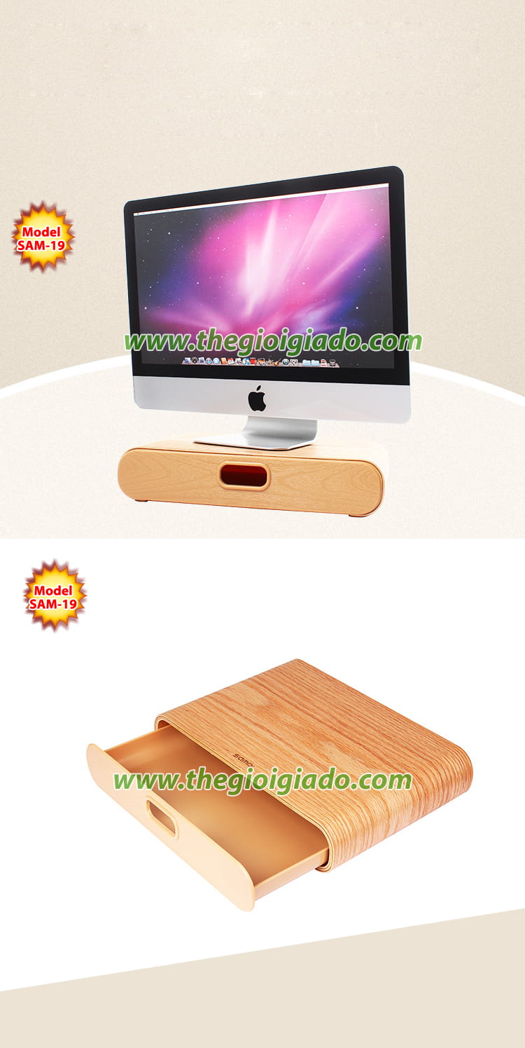 Giá đỡ iMac kiêm tủ đựng đồ chất liệu gỗ SAM-19
