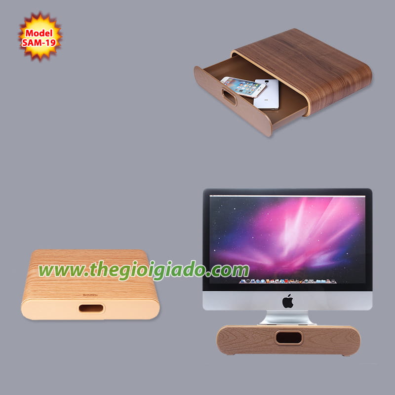 Giá đỡ iMac kiêm tủ đựng đồ chất liệu gỗ SAM-19