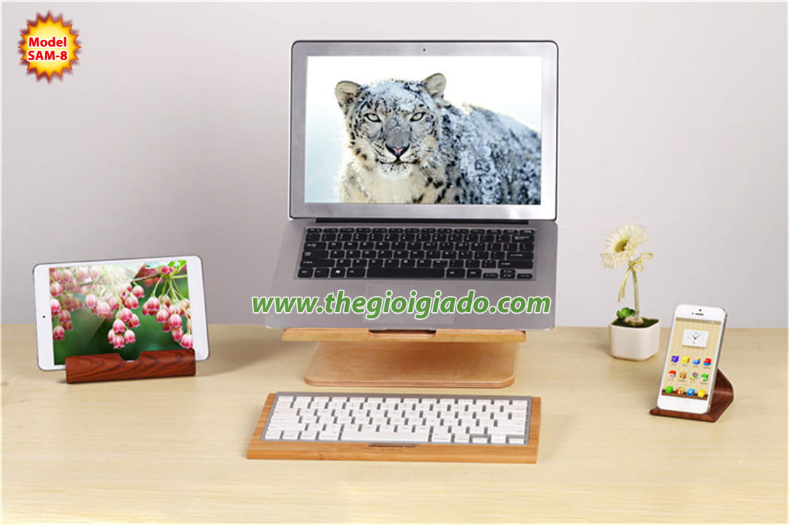 Giá đỡ MacBook để bàn chất liệu gỗ SAM-8