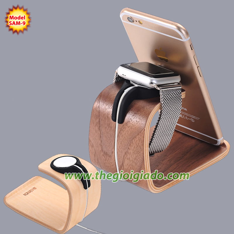 Giá đỡ Apple Watch để bàn,chất liệu gỗ SAM-9