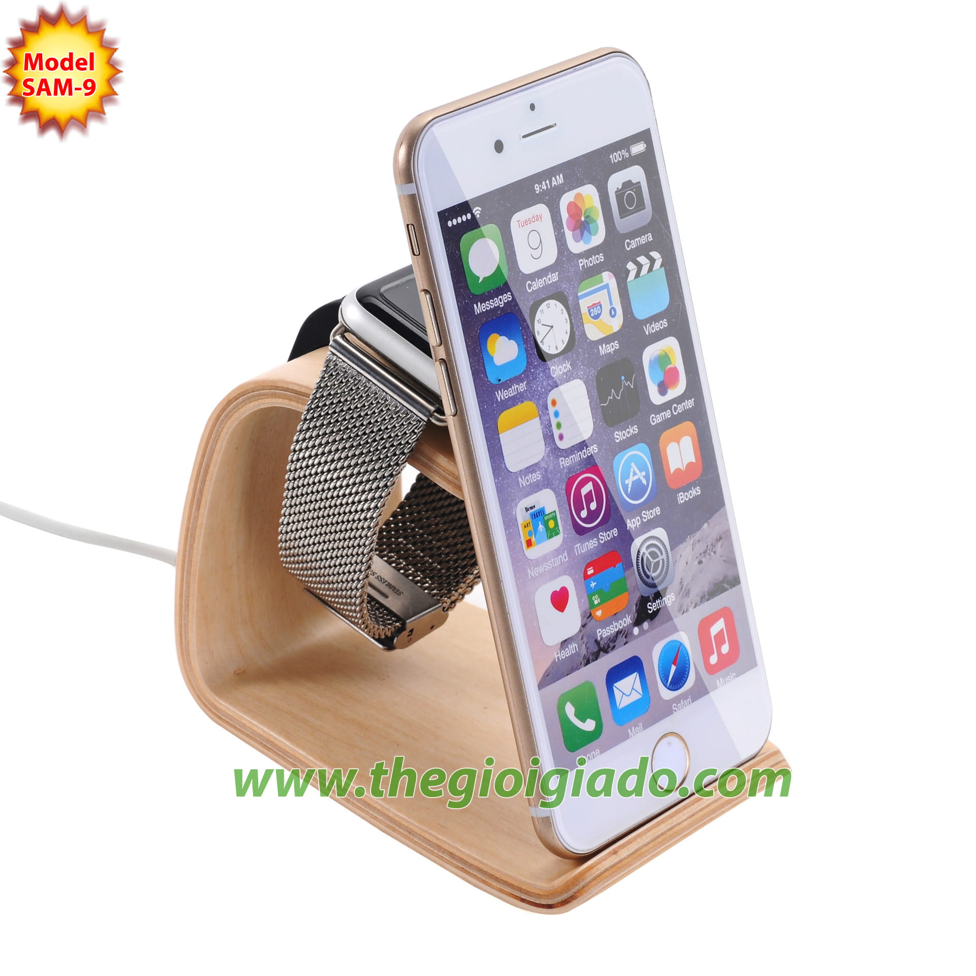 Giá đỡ Apple Watch để bàn,chất liệu gỗ SAM-9