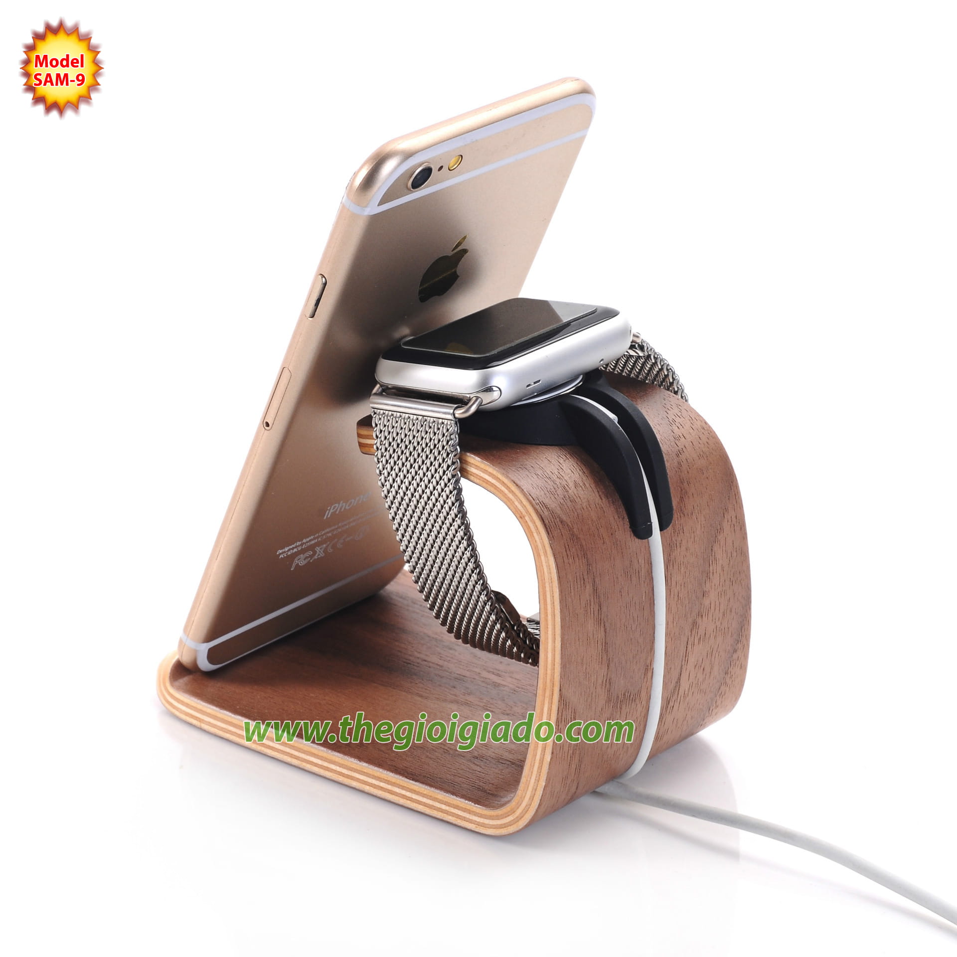 Giá đỡ Apple Watch để bàn,chất liệu gỗ SAM-9