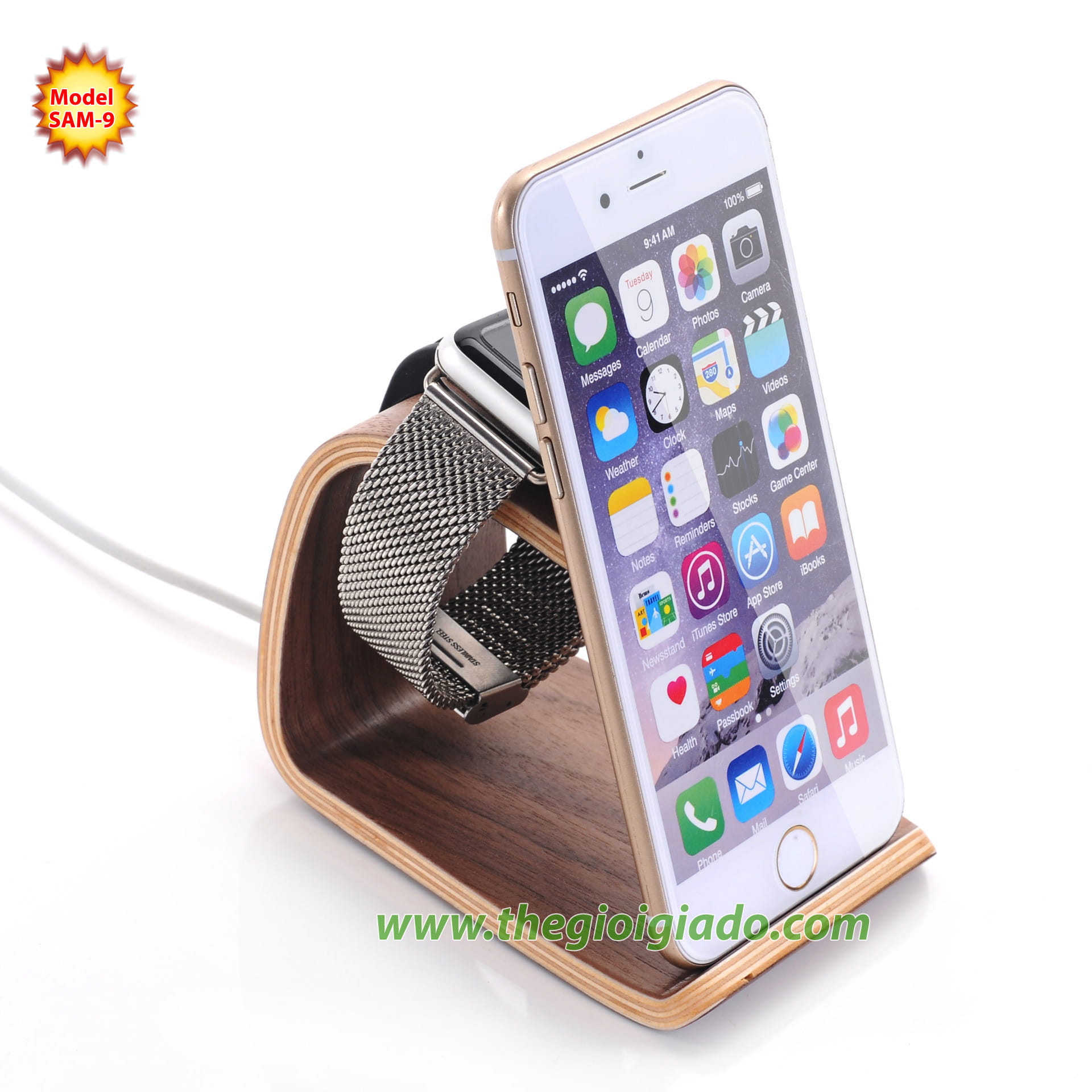 Giá đỡ Apple Watch để bàn,chất liệu gỗ SAM-9