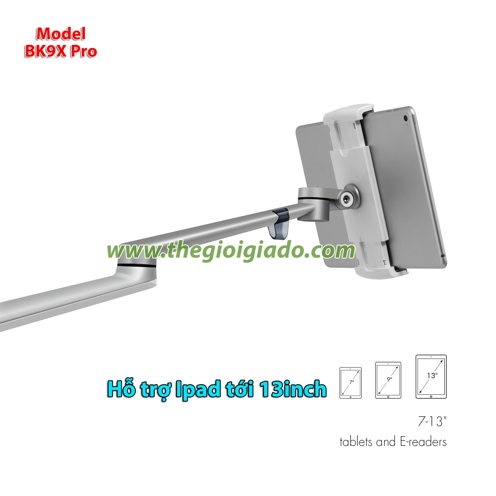 Giá đỡ LAPTOP tay dài KIÊM giá đỡ MÁY TÍNH BẢNG có chân đế BK-9X Pro