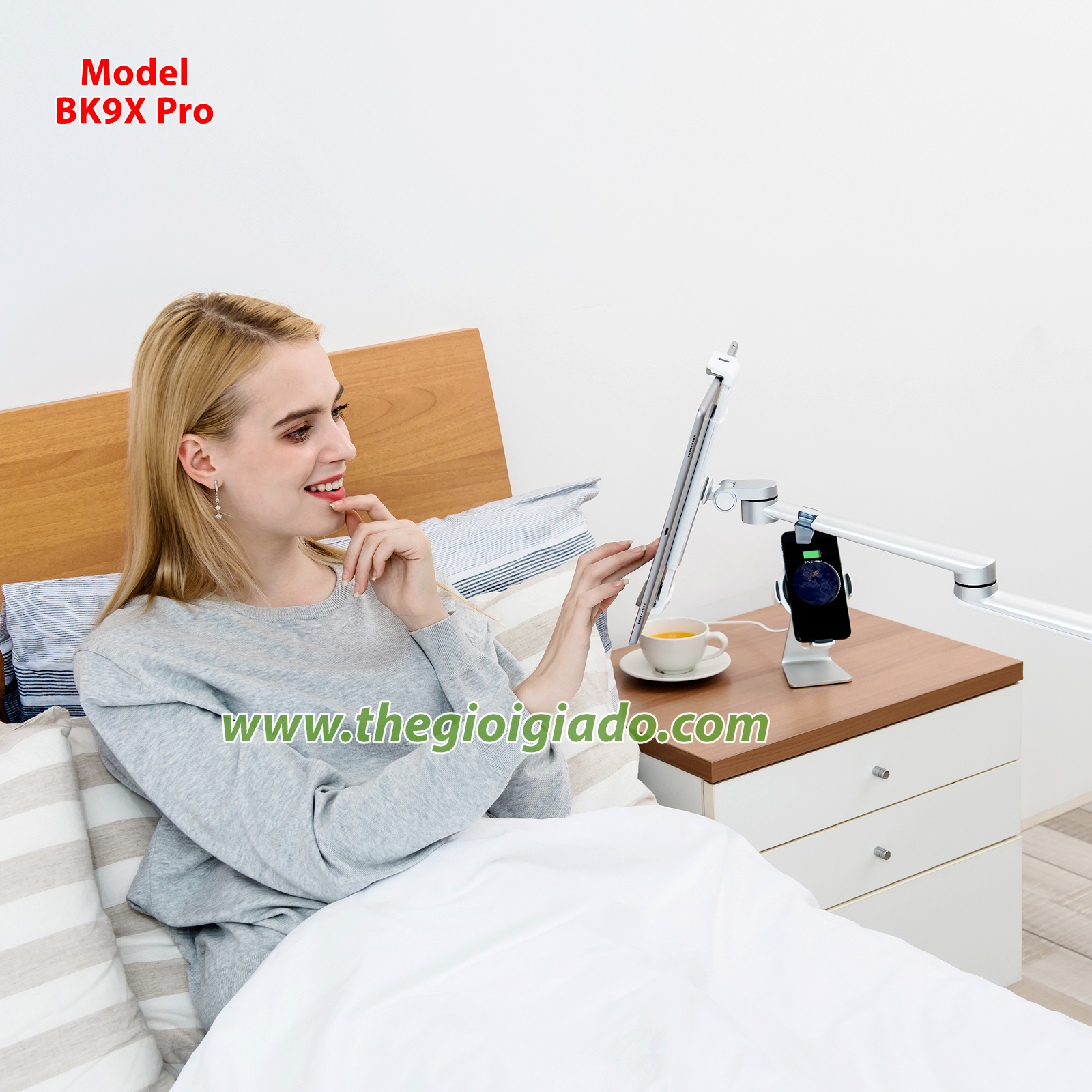 Giá đỡ LAPTOP tay dài KIÊM giá đỡ MÁY TÍNH BẢNG có chân đế BK-9X Pro