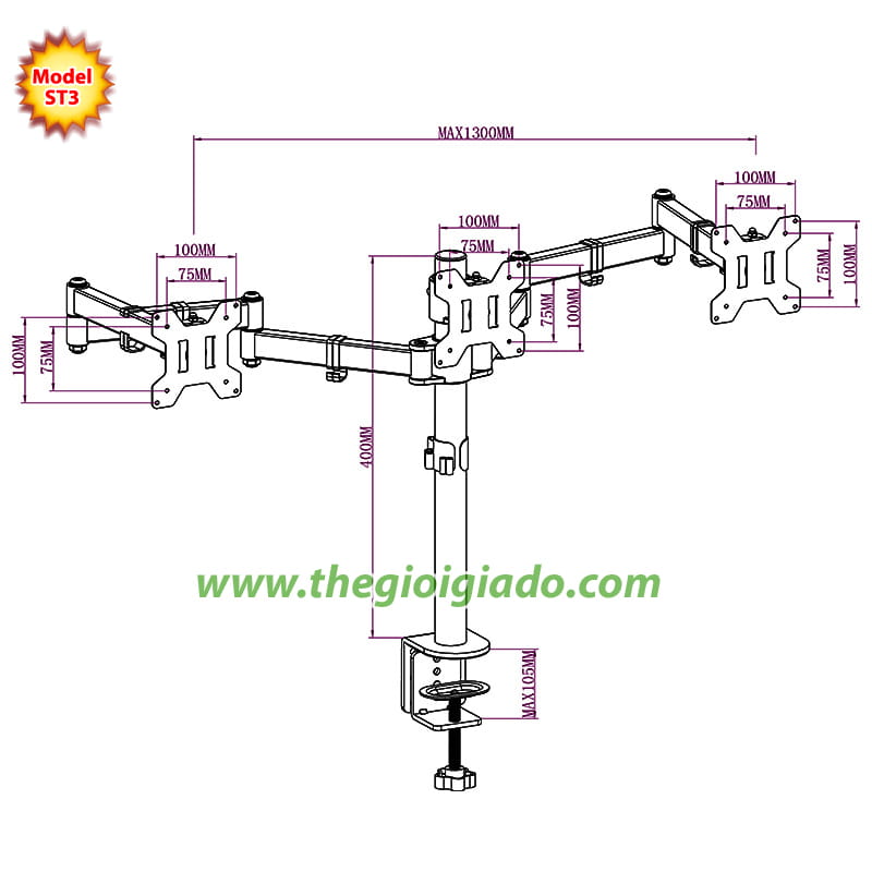 Giá đỡ 3 màn hình LCD Model ST3