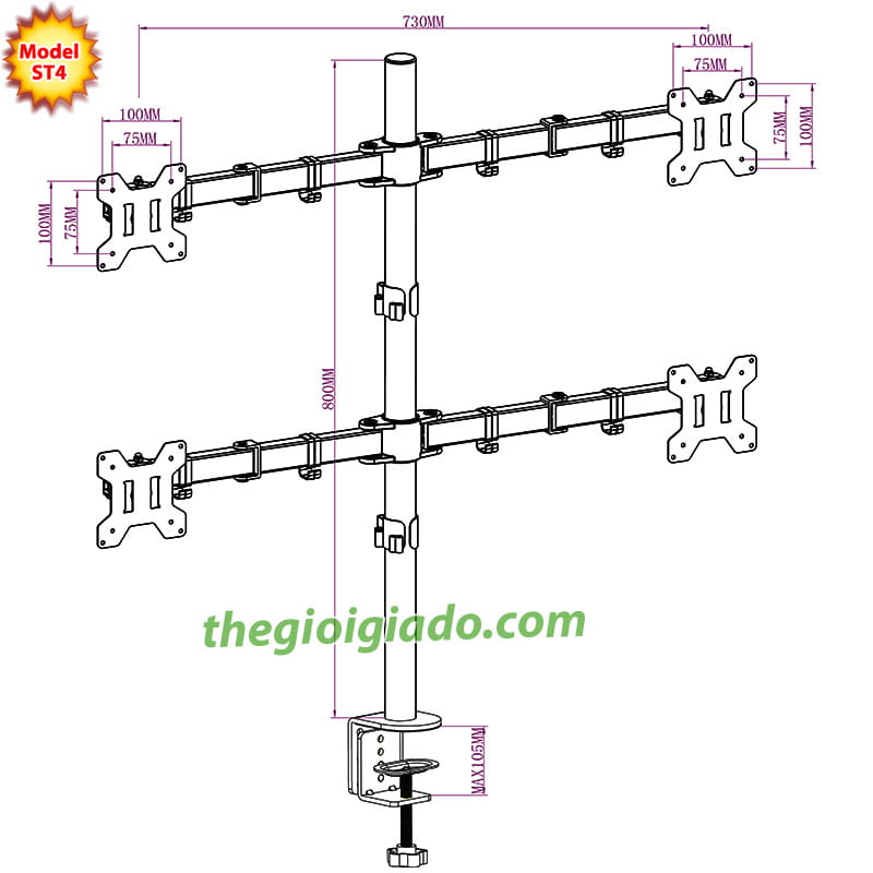 Giá đỡ 4 màn hình LCD model ST4