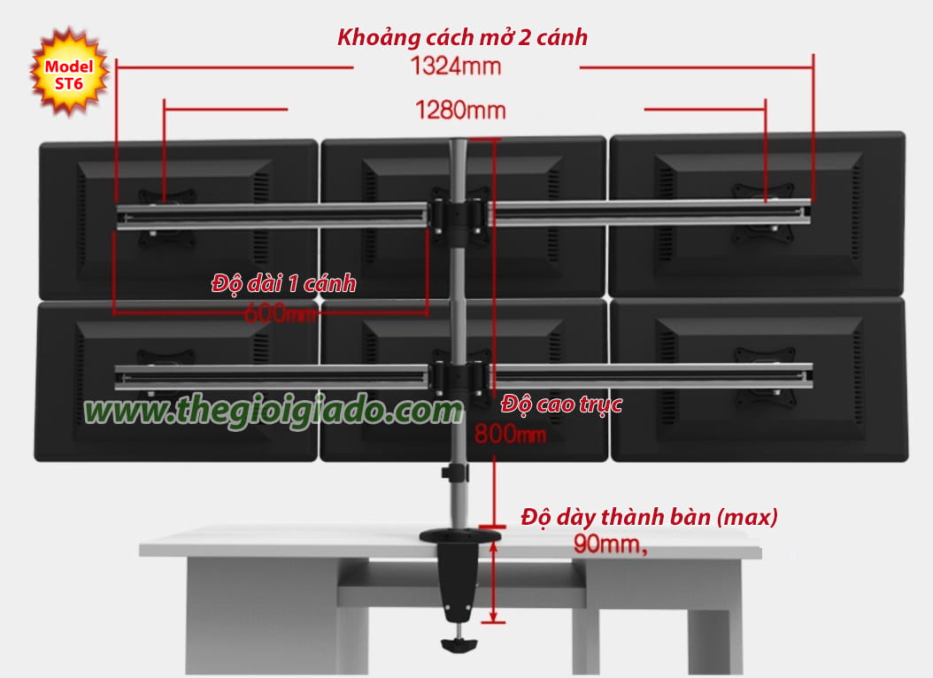 Giá đỡ 6 màn hình LCD model ST6