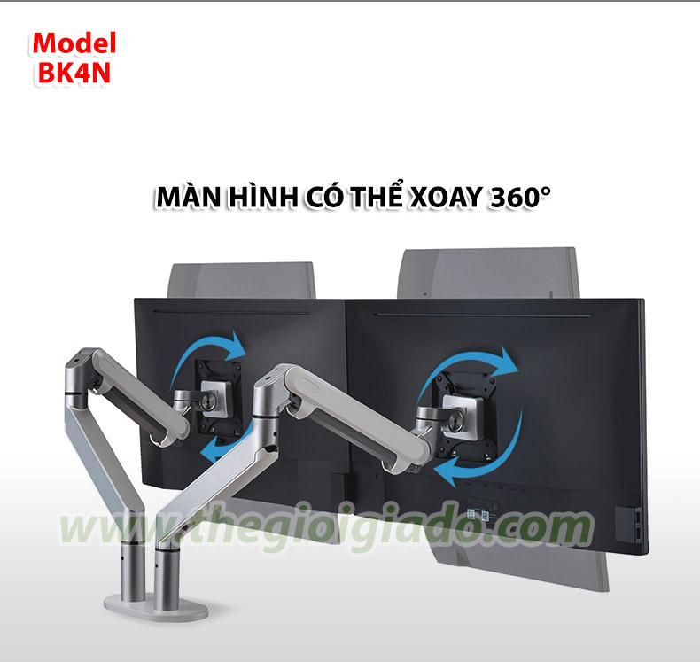 Giá đỡ 2 màn hình LCD tay nâng piston Model BK4N